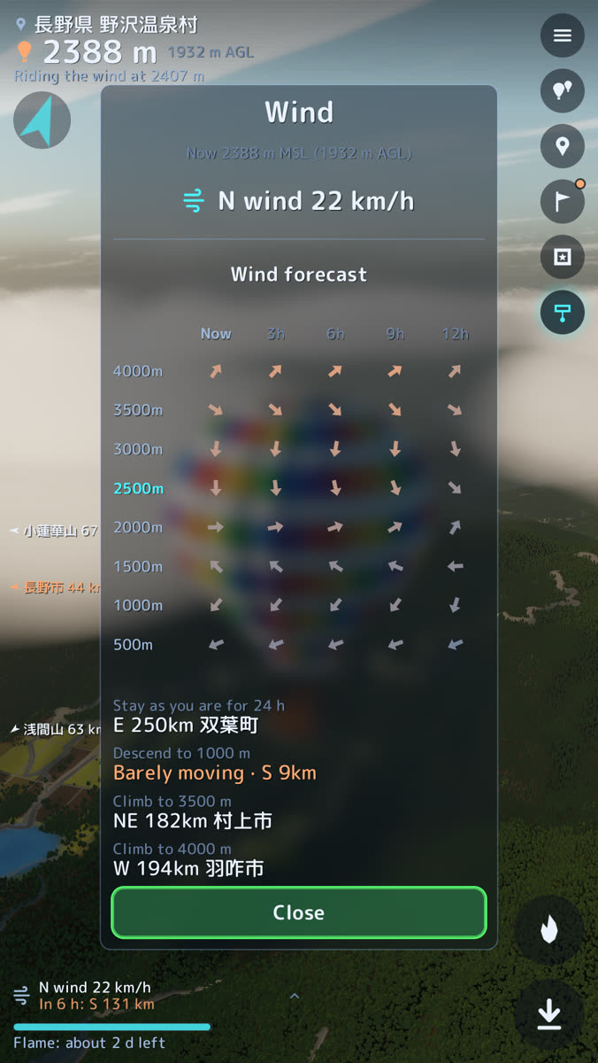 The wind sheet: wind direction at every altitude, and where each one would take you